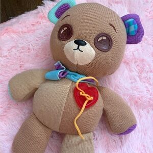 Plush Knit Brown teddy bear interactive thready bear